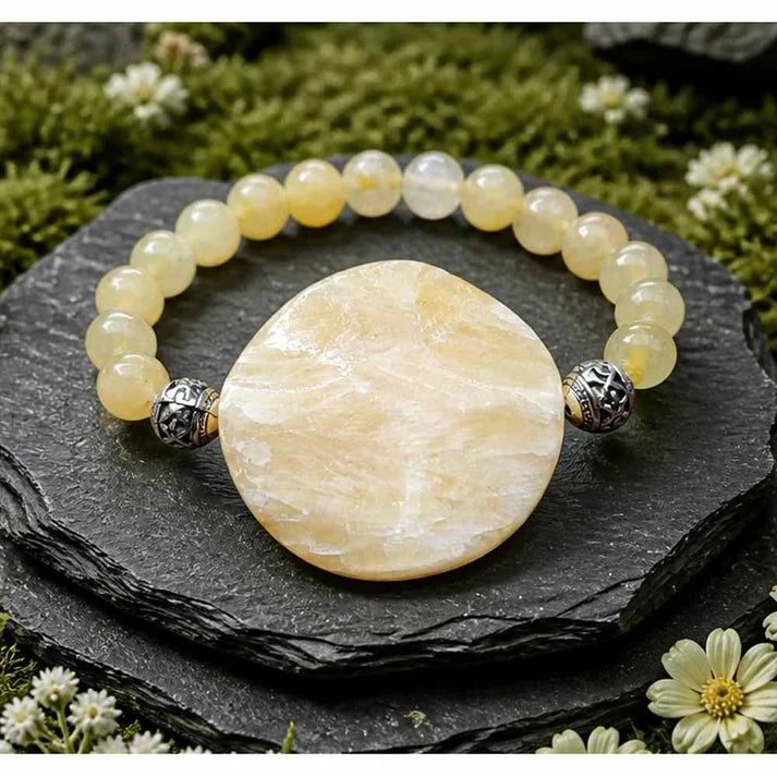Honey jade (8mm) feature bead (40mm)