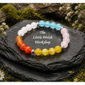 Multi stone bracelet in blocks of colour with metal spacers