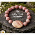 Rhodonite beads (8mm) with rainbow jasper feature stone