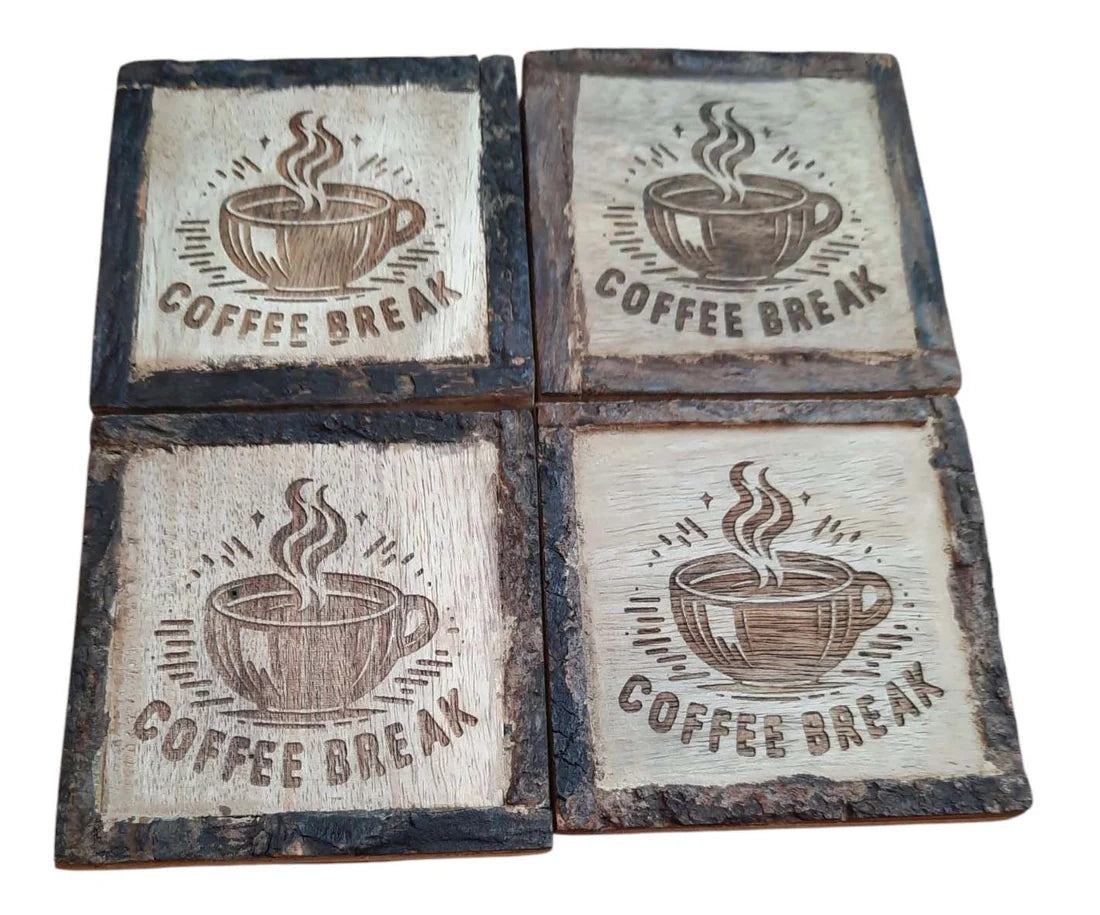 Rustic Wooden Coasters – Coffee Break